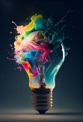 creative-light-bulb-abstract-glowing-blue-background-generative-ai - 24 x 36 inch without frame only poster Photographic Paper
