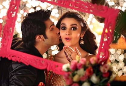 Poster Alia Bhatt Kissing Varun Dhawan sl11558 (Wall Poster, 13x19 Inches, Multicolor) Fine Art Print