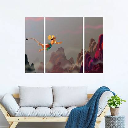 Shashank Trivedi Lord Hanuman Wall Poster (Set of 3 Frameless Panel Posters) (WxH 24"x18"), Ramayan Poster, Bajrang Bali Poster for Room Decoration, Hanuman Movie Wall Posters for Background Decoration, 300 gsm High-Quality Print Photographic Paper