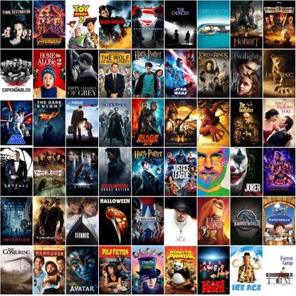 Movie Posters For Room Decoration - Aesthetic Wall Stickers Poster For Wall Decoration - Aesthetic Room Decor Movie Posters For Wall | 4x6 Inches, 54 Pcs -Wall Posters For Living Room Bedroom Paper Print