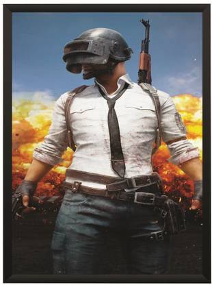 Pubg Video Game Wall Poster With Frame A4 Size Photographic Paper