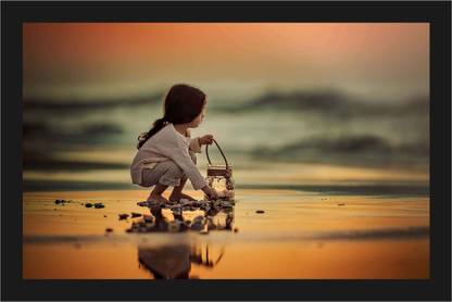 Cute Baby Poster with A4 Size Frame F-452 Paper Print