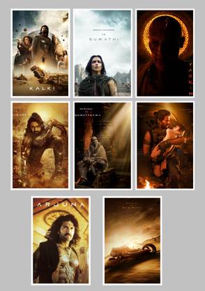 SET of 08 kalki 2898 AD Movie All Main characters New Poster for Room & Hostel - Paper Print