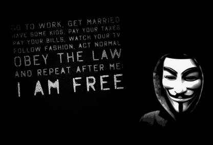 Poster Anonymous Face I Am Free sl-14046 (LARGE Poster, 36x24 Inches, Banner Media, Multicolor) Fine Art Print