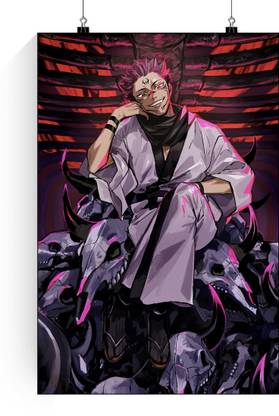 Sukuna Sitting Poster | Jujutsu Kaisen Sukuna Sitting Poster | Sukuna Sitting Wall Poster Paper Print