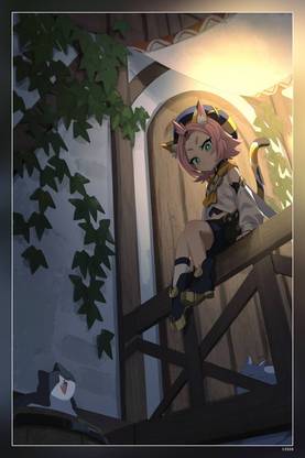 Genshin Impact Loli Anime Girls Diona Genshin Impact Cat Girl Matte Finish Poster P-13028 Paper Print