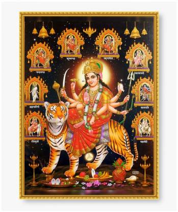 Nav Durga MATA Photo Frame/Framed Poster of Nav Durga/Navratri Gifts/Navratri Pooja Photo Fine Art Print