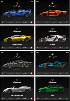 Lamborghini Posters (Set of 8) Aventador and more Lambo Super Car Posters (29 x 21 cm) | Matt Laminated Lamborghini Car Poster | Lamborghini Cars wall decor, home decor, supercar posters Paper Print