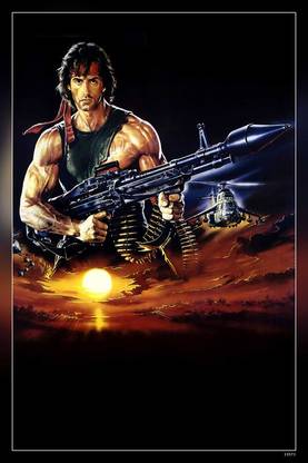 Drawing Rambo Helicopters Sylvester Stallone Matte Finish Poster Paper Print