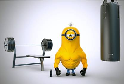 Poster Despicable Me 2 Bodybuilding Barbell Cartoons Photo sl-12829 (LARGE Poster, 36x24 Inches, Banner Media, Multicolor) Fine Art Print