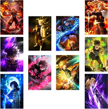 Anime posters | Pack of 10 posters | A4 Size | Best Quality Unframed Poster | 350 GSM Paper | Fine Art Print