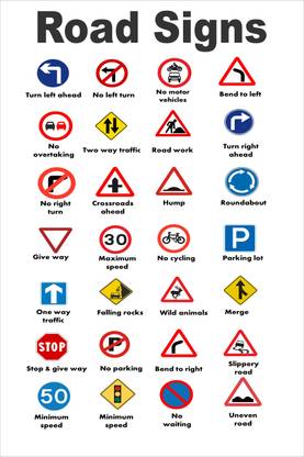ROAD SIGNS Poster {300 GSM Paper, 18 x 12} Inches, Paper Print