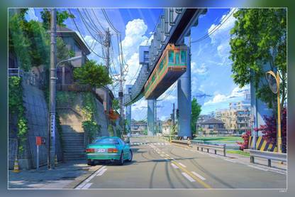 Anime Street City View Anime Scene Hd Matte Finish Poster P-15017 Paper Print
