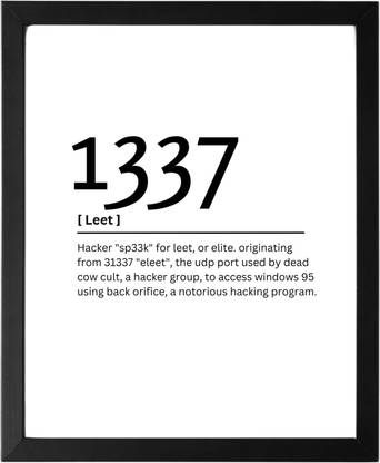 1337 9.5 X 11.5 UNFRAMED Dictionary Definition Art Print Poster Wall Office Home Decor Minimalist Funny Quote Meaning Enhanced Paper Poster Paper Print