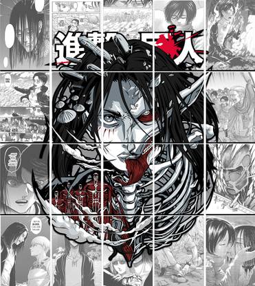 Set of 20 eren yeager wall poster | attack on titan manga wall collage kit| 300 GSM poster | size : A4 Paper Print