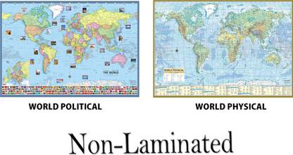 WORLD POLITICAL & PHYSICAL MAP CHART (Pack of 2) Both Map size : 40"x28" inch (100x70 cm). Updated : Jan 2020 Paper Print