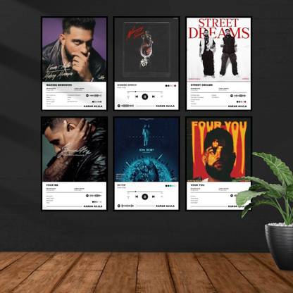 Karan Aujla Posters (Set of 6) | Unframed A4 Posters of Karan Aujla's Making Memories, Street Dreams, Four Me & more for Wall, Bedroom, Living room | Light Minimalist | Double Tape Included Paper Print