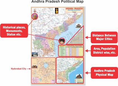Andhra Pradesh Map and India Map (Set of 2 Map). Both Map Size : 100x70 Centimeter (40"x28" inch). With Important Fact and Figure. Ideal Map For Student and Aspirant of UPSC , PCS , SSC , RAILWAY Exam and Other Competitive Exam. Updated Map. Paper Print