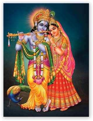 God Digital Shri Krishna And Radha Digital Photo Poster Size “24 X 18" Inches Fine Art Print