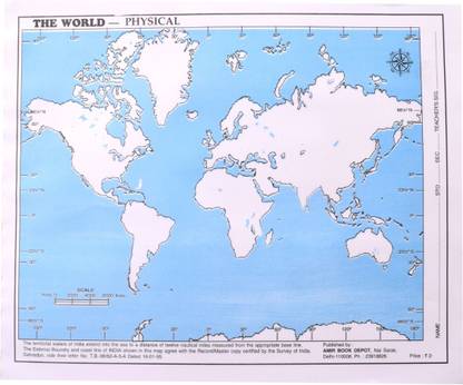 World Physical Map (Pack of 2) Paper Print