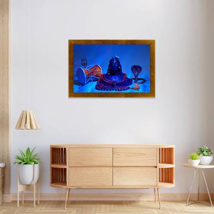 Lord Adiyogi Mahadev | Top Acrylic Glass 13 X 19 Inch| Antique Gold Paper Print