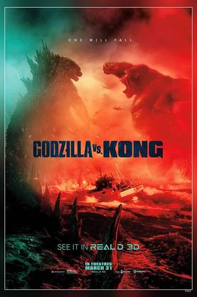 Godzilla Vs Kong Godzilla King Kong Movies Battle Movie Matte Finish Poster P-9223 Paper Print