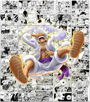Set of 12 Manga Style A3 Panels for Wall Art (119 cm X 105 cm) Hd Quality - Illustration for Anime Fans - Multicolor(Luffy Gear 5 Manga Panel) Paper Print