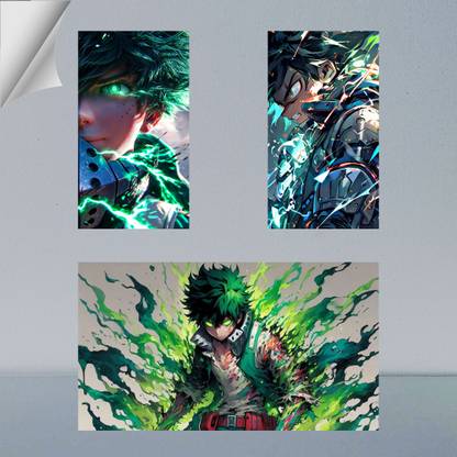 VIRGIN ARTS | COMBO SET OF HERO ALL FOR ONE USER DEKU IZUKU MIDORIYA DIGITAL ART FRAME | ANIME | SET OF 2 A4 AND 1 A3 300 GSM FRAMED POSTER FOR WALL Photographic Paper