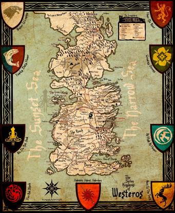 Game of thrones map poster | 12 x 18 poster | gloss finish | map of got poster Photographic Paper