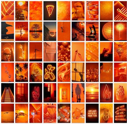 Pack of 54 Neon Room Wall Collage Kit Posters - 4 x 6 Inches Wall Decor Poster - Wall Art For Bedroom, Living room, Office Double Sided Tissue Tape Fine Art Print