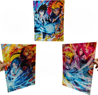 Naruto 3D Holographic Poster | 3 Visuals In 1 | 11.8 * 15.7 Inches, Illusion Flip Image & Hologram Motion Lenticular, Anime Poster 3D Poster