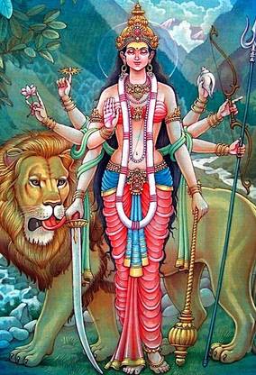 Poster Maa Durga Ji Mata Rani Sherawali (Large Print, 36x24 Inches, Banner Media, Multicolor) Fine Art Print