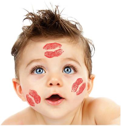 Kisses, Lipstick Kisses on Kid Face, Bonito Baby / Happy Baby / Kisses Lipstick on face / Child / Funny / Childhood / Happy Kid, Big Blue Eyes / Cute Baby Posters | Baby Girl/Boy Poster | Smiling Baby Poster | Poster for Pregnant Women | New Born Cute Small Posters in Room decor with Small Size | Gloss Laminated Paper Size -12 x 18 Inch | Single Photo Paper Print (Rolled with Safety Tube). Paper Print Photographic Paper Paper Print