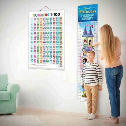 Numbers 1-100 and PRINCESS HEIGHT CHART | Set of 2 | Enchanted Learning of Combo Paper Print