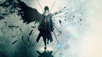 Anime akatsuki feathers naruto uchiha sasuke wings Wall Poster Paper Print Wall Poster Print on Art Paper 13x19 Inches Paper Print