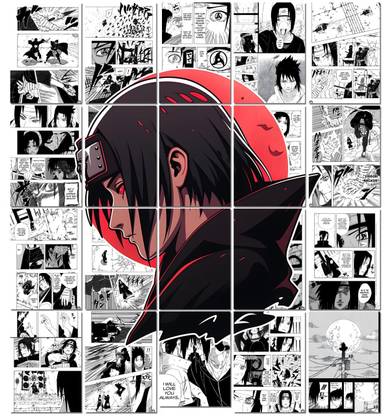 Itachi Manga Collage Poster Set - Set of 20, 210 mm x 297 mm, Premium-Quality Posters, 300 GSM Paper, Naruto Posters, Itachi Uchiha Poster (Itachi Manga 1) Paper Print