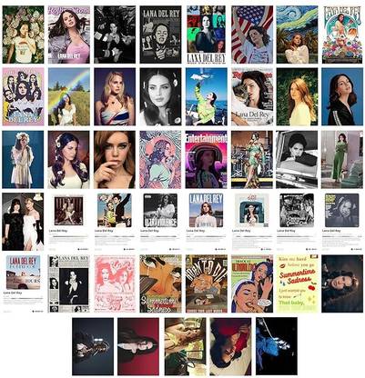 Lana Del Rey Poster - Music Posters for Wall Pack of 45 6x4 Inch 300 GSM - Album Cover Posters - Music Related Gifts - Lana Del Rey Merch Music Stickers - Pinterest Aesthetic Music Gift Photographic Paper