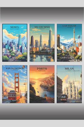 Travelling Premium Matt Laminated Wall Poster Pack of 12 Fine Art Print