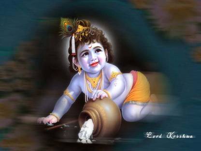 Lord Krishna Hd Baby Krishna Hd Radha Krishna Hd Anmated Matte Finish Wall Poster Paper Print