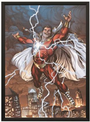 Shazam Comic Lightning Wall Poster With Frame A4 Size Photographic Paper