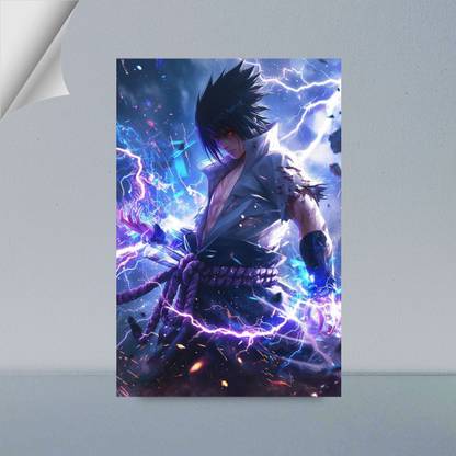 VIRGIN ARTS | SASUKE UCHIHA USING CHIDORI | NARUTO SHIPPUDIN | 300 GSM A4 FRAMED POSTER FOR WALL Photographic Paper