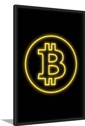 Bitcoin Neon Poster Wall Frame, BTC Crypto Poster for Wall Paper Print