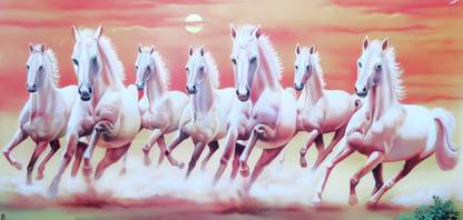 (20x40) 7 Vastu Running Horse Fine Art Print, Fine Art Print