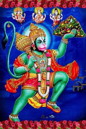 Poster Hanuman Ji Dashing Photo Series 1 (Large Print, 36x24 Inches, Banner Media, Multicolor) Fine Art Print
