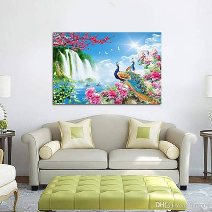 Vinyl Painting Two Beautiful Peacock wallpaper scenery poster 24x36 inch 3D Poster