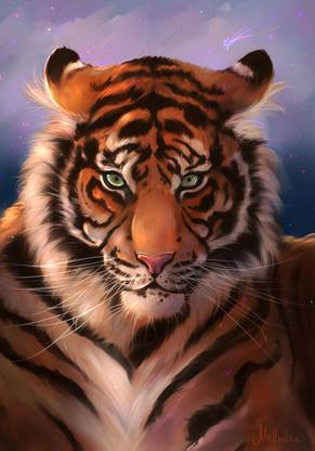 Neon Lion Neon Tiger King Hd Animated Hd Matte Finish Poster Paper Print