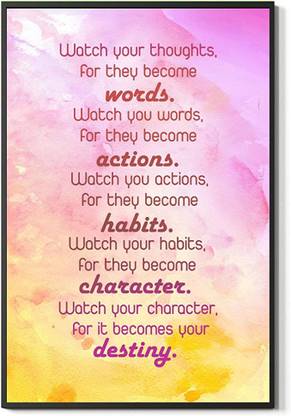 Watch Your Thoughts Aesthetic For They Become Empowering Words Motivational Quotes Poster for Office Staff Abstract College Athletes Modern Wall Art Teams Habits Character Decors UNFRAMED 12X18 INCH POSTER Paper Print