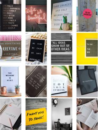 MOTIVATIONAL QUOTE POSTERS (SET OF 40) WALL COLLAGE KIT SUITABLE FOR WALL & OFFICE .ZJ Paper Print