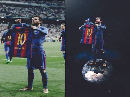 Dribble King: Lionel Messi Poster Collection:Printed by WK on 300gsm US Imported Paper with Gloss Lamination (Unframed) With 3M Orginal Double Side Tape for Easily Stick (Pack Of 2) Photographic Paper