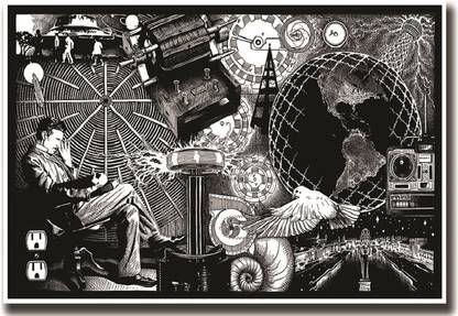 Poster Nikola Tesla Electricity sl-7382 (Large Print, 36x24, Banner Media, Multicolor) Fine Art Print